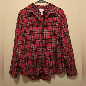 ST.JOHNS BAY Red Flannel Button Up Top